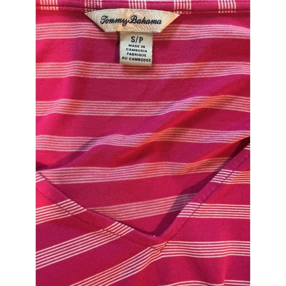 Tommy Bahama Pink Beachy Vacation Striped V-Neck‎ Flutter Sleeve Shift Dress S